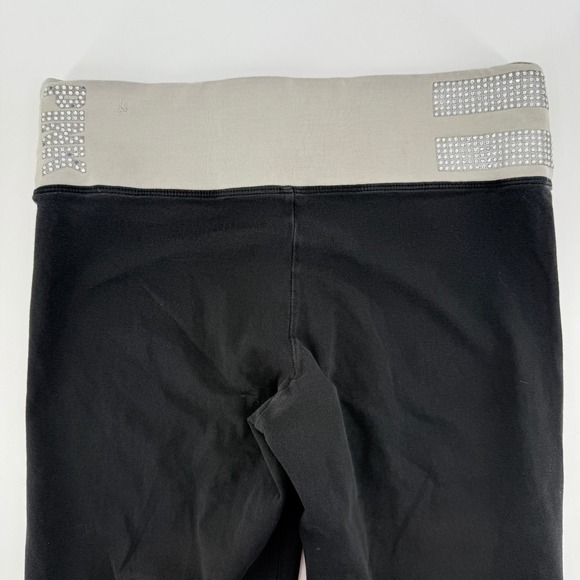 PINK Victoria's Secret Yoga Leggings Black Rhinestone Waistband Size S - Picture 2 of 8